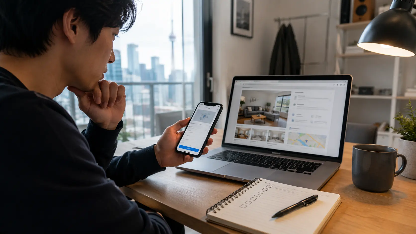 スマホで掲示板投稿を確認する人のイメージ