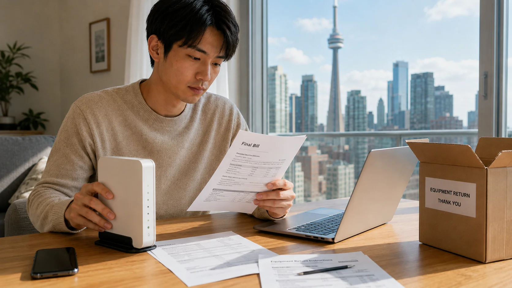 自宅インターネットのモデム返却と最終請求のイメージ