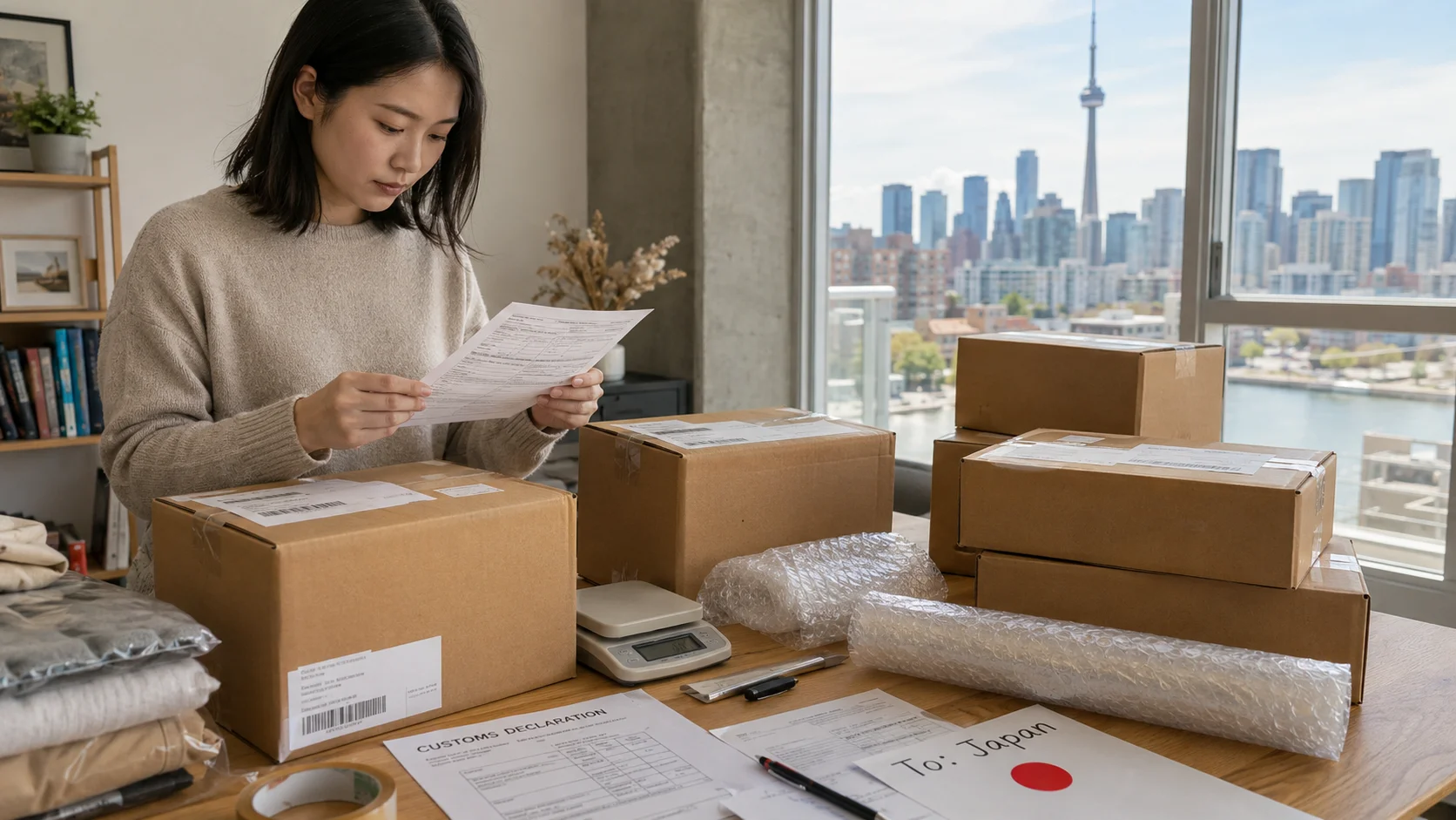 Canada Postで日本へ送る荷物の準備イメージ
