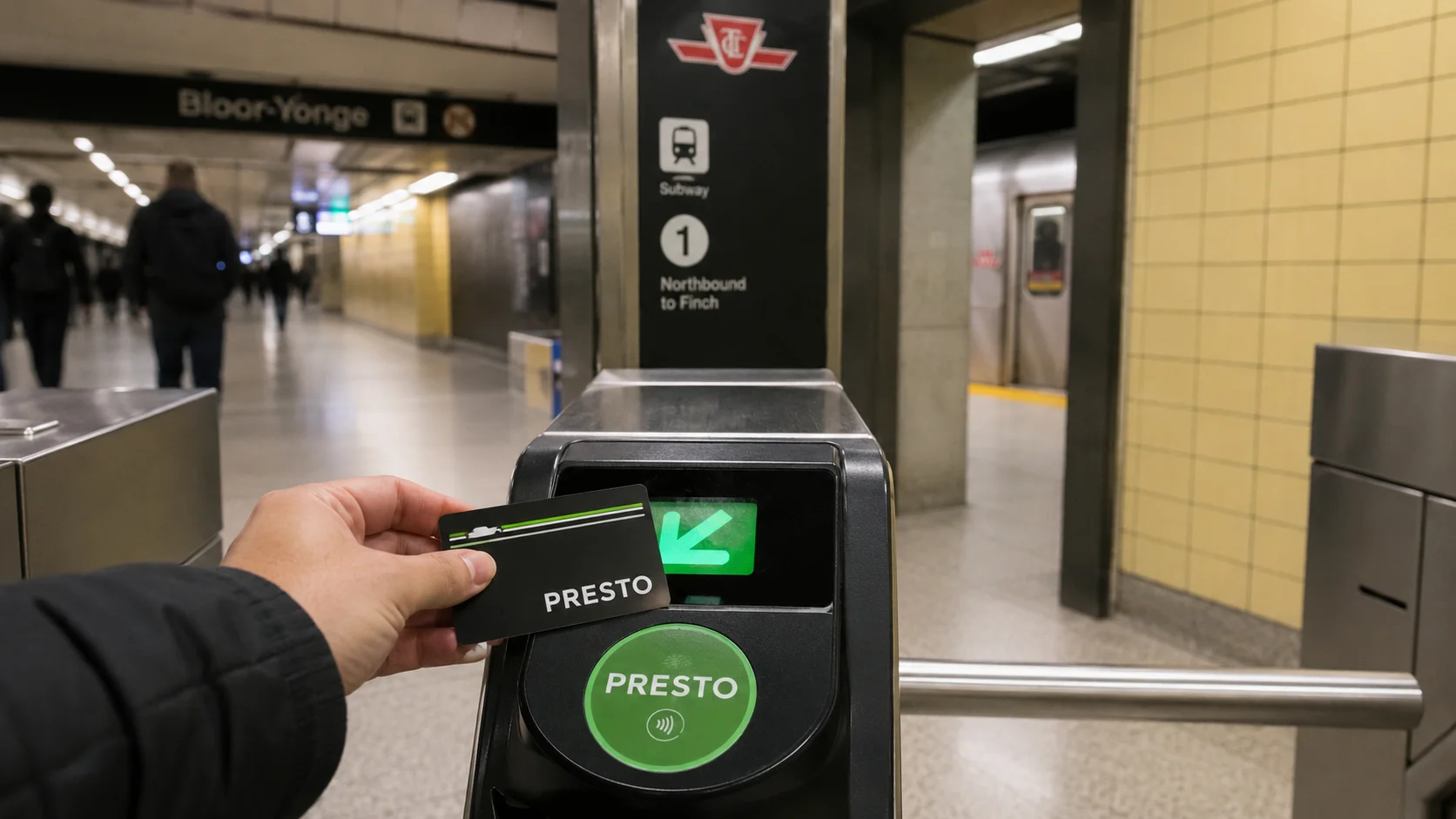PRESTOカードとTTCの改札を使うイメージ
