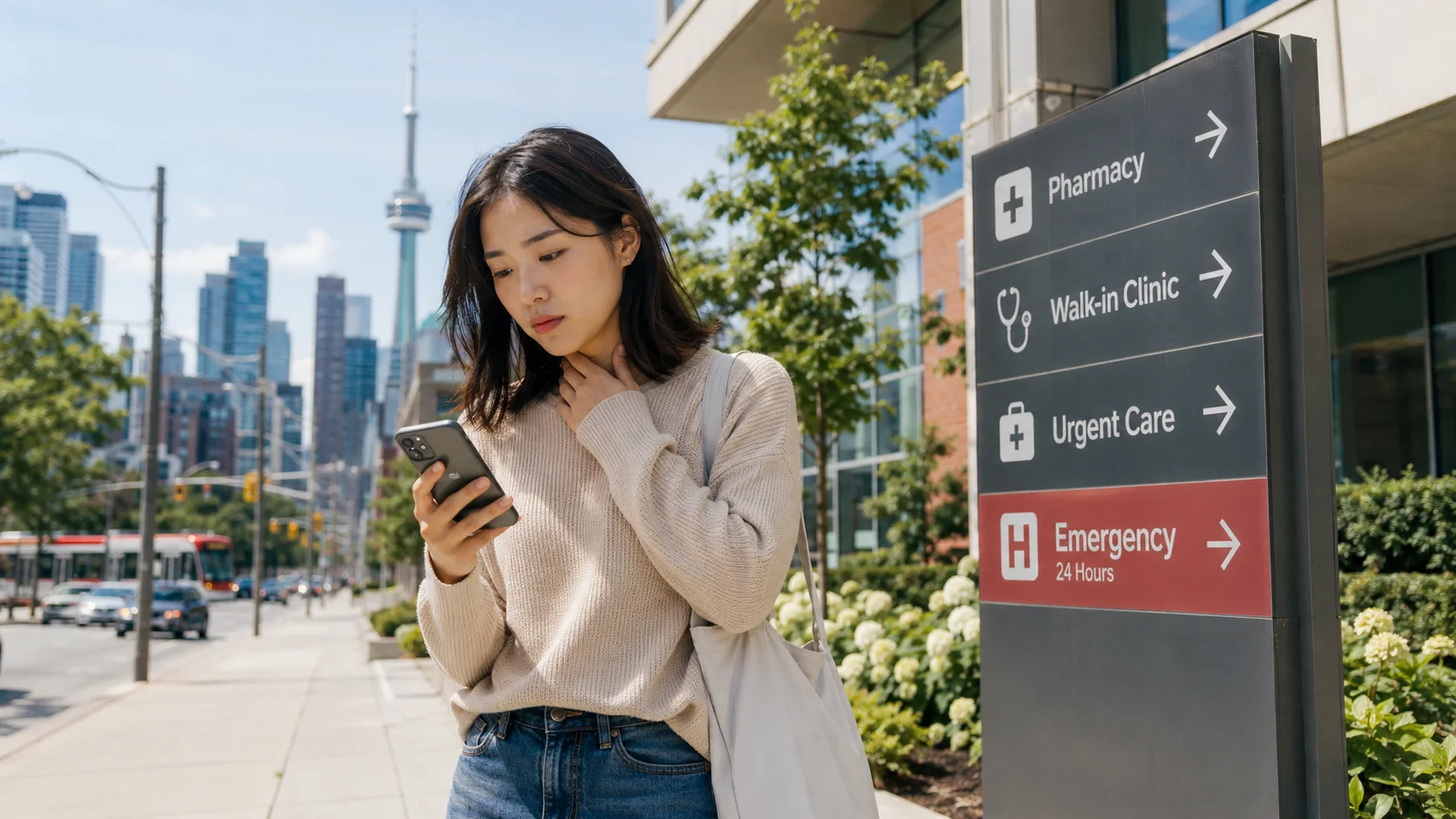トロントで体調を崩した時の行き先の選び方｜薬局・Walk-in・Urgent Care・ER - トロントで体調を崩した時に、薬局、Walk-in Clinic、Urgent Care、ER、811、911をどう使い分けるかを日本語で整理。ワーホリ・留学・短期滞在・在住者向けに、症状別の目安と公式確認先をまとめます。