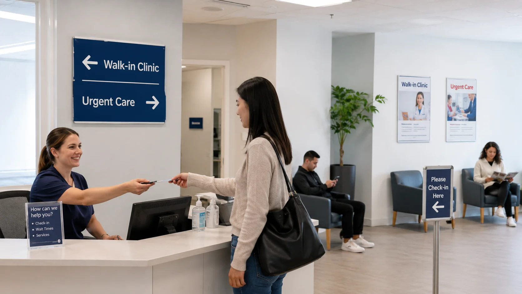 Walk-in ClinicとUrgent Careの受付を探すトロント生活のイメージ