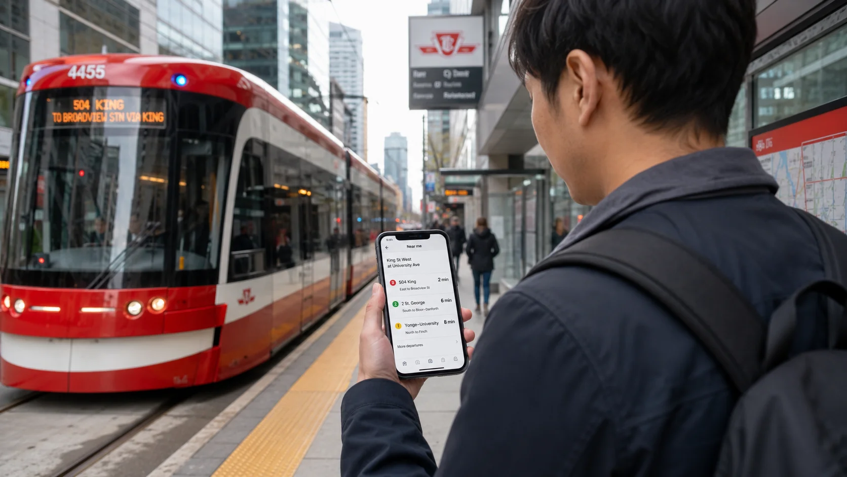 TTCとスマホアプリを使うトロント生活のイメージ