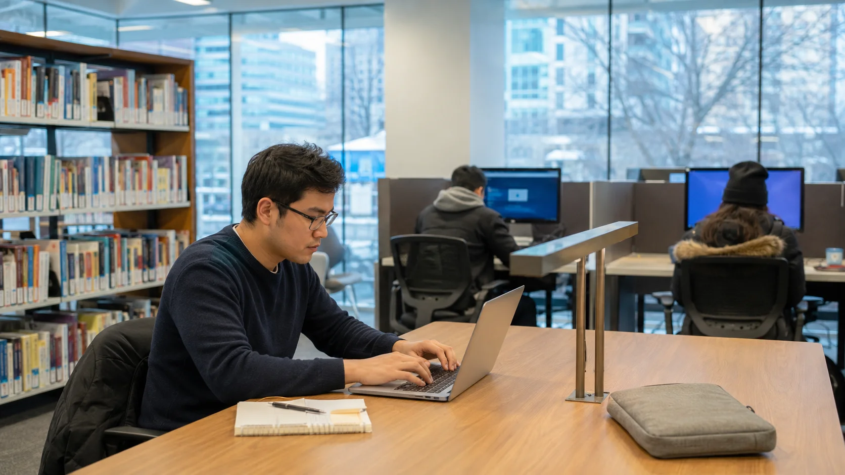 Toronto Public LibraryでWi-Fiを使って作業するイメージ