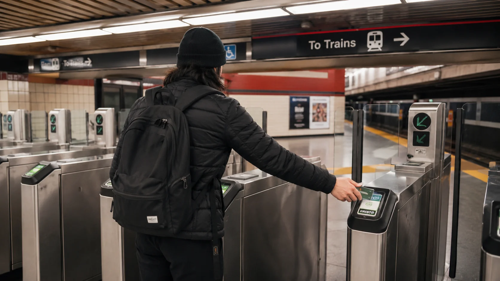 TTCの地下鉄駅と改札を利用するイメージ